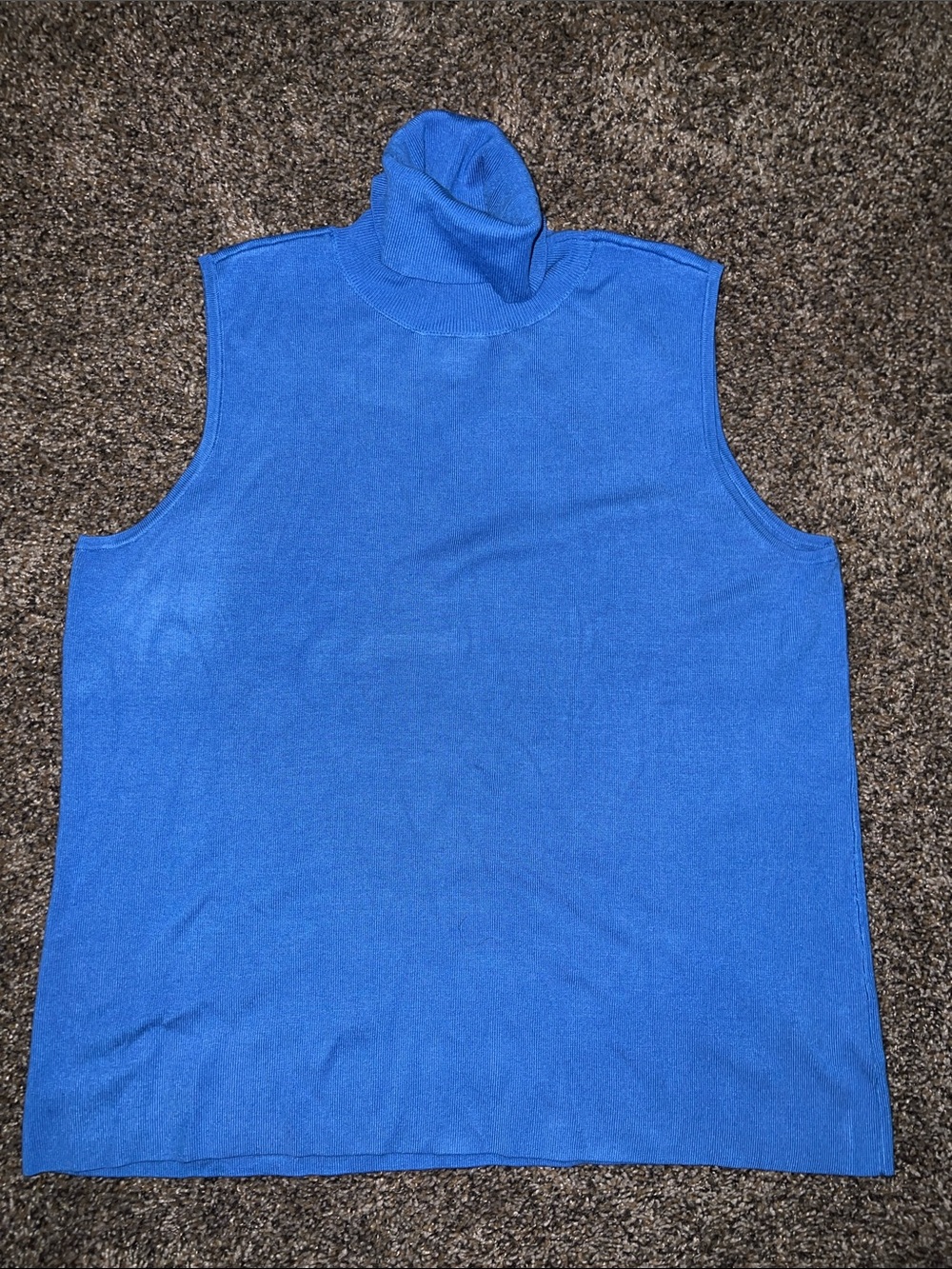 Whisper Knit by Louis Dell'Olio Blue Sleeveless Turtleneck Top